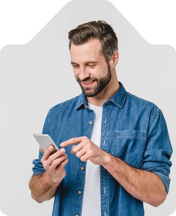 Person using a smartphone for property valuation service