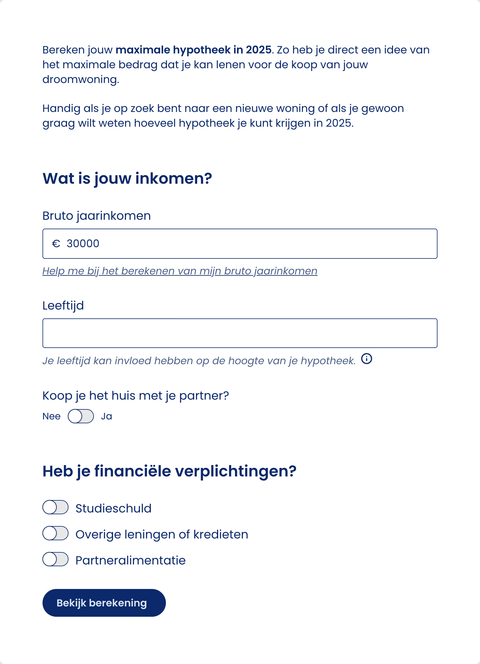 Mortgage Calculation Form